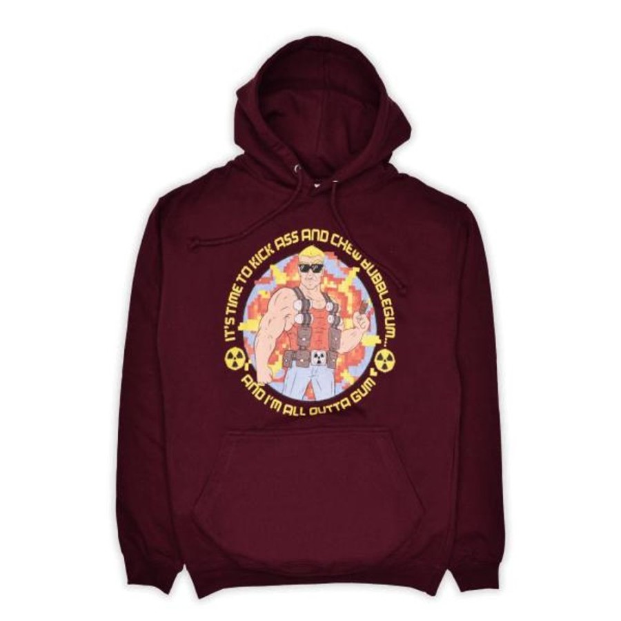 Duke Nukem Gearbox Hoodies & Sweatshirts | Duke Nukem All Outta Gum Hoodie-Burgundy