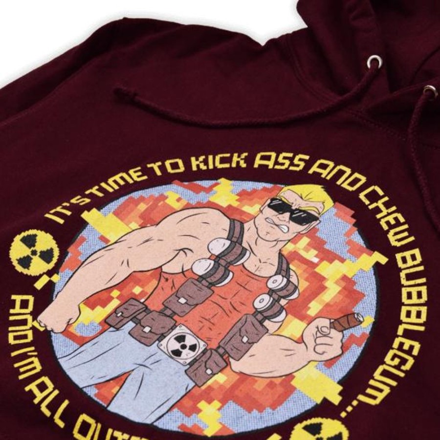 Duke Nukem Gearbox Hoodies & Sweatshirts | Duke Nukem All Outta Gum Hoodie-Burgundy