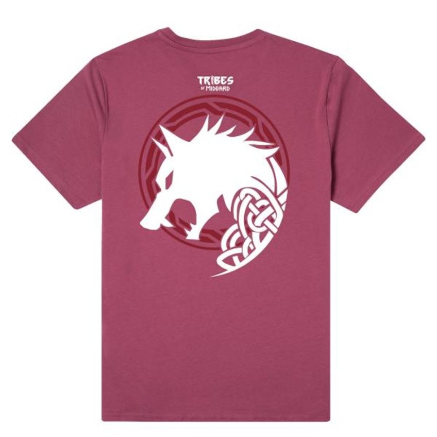 Tribes Of Midgard Gearbox T-Shirts | Tribes Of Midgard Fenrir Unisex T-Shirt-Burgundy