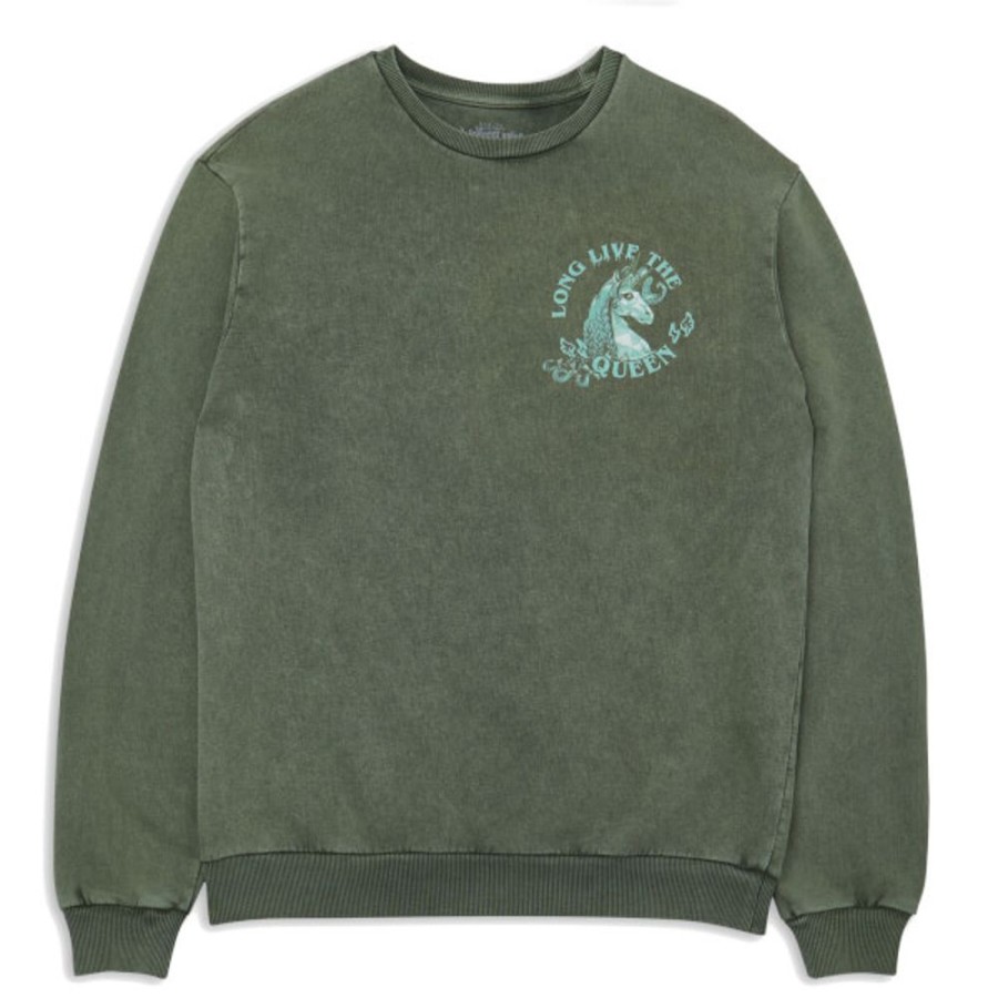 Tiny Tina'S Wonderlands Gearbox Hoodies & Sweatshirts | Tiny Tina'S Wonderlands Butt Stallion Long Live The Queen Sweatshirt-Khaki Acid Wash