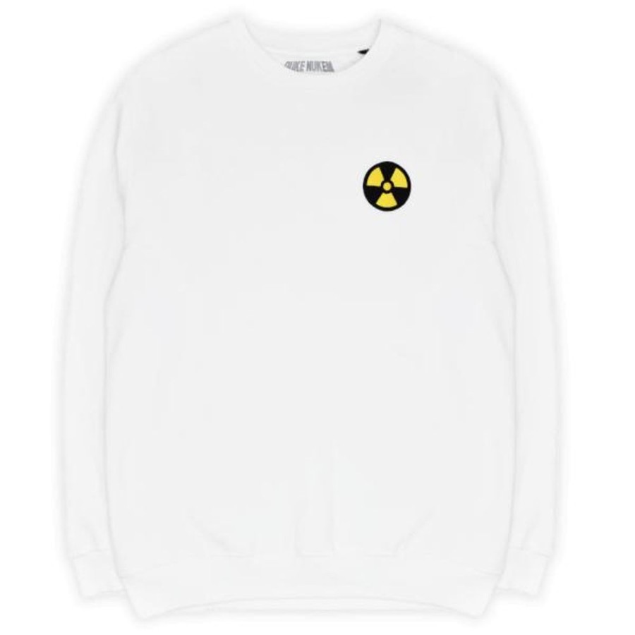 Duke Nukem Gearbox Hoodies & Sweatshirts | Duke Nukem Quit Wasting My Time Embroidered Sweatshirt-White